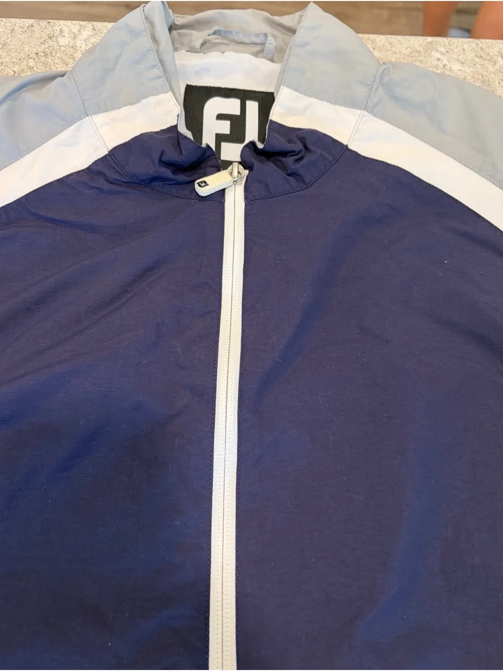 FootJoy Golf Men's Navy and Light Gray Pullover Windbreaker Jacket-Large